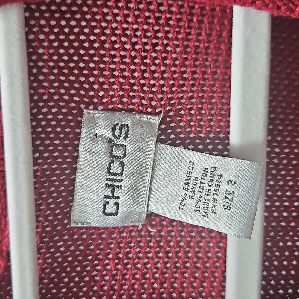 Chico's Vibrant Burgundy Knit Cardigan - Picture 2 of 2